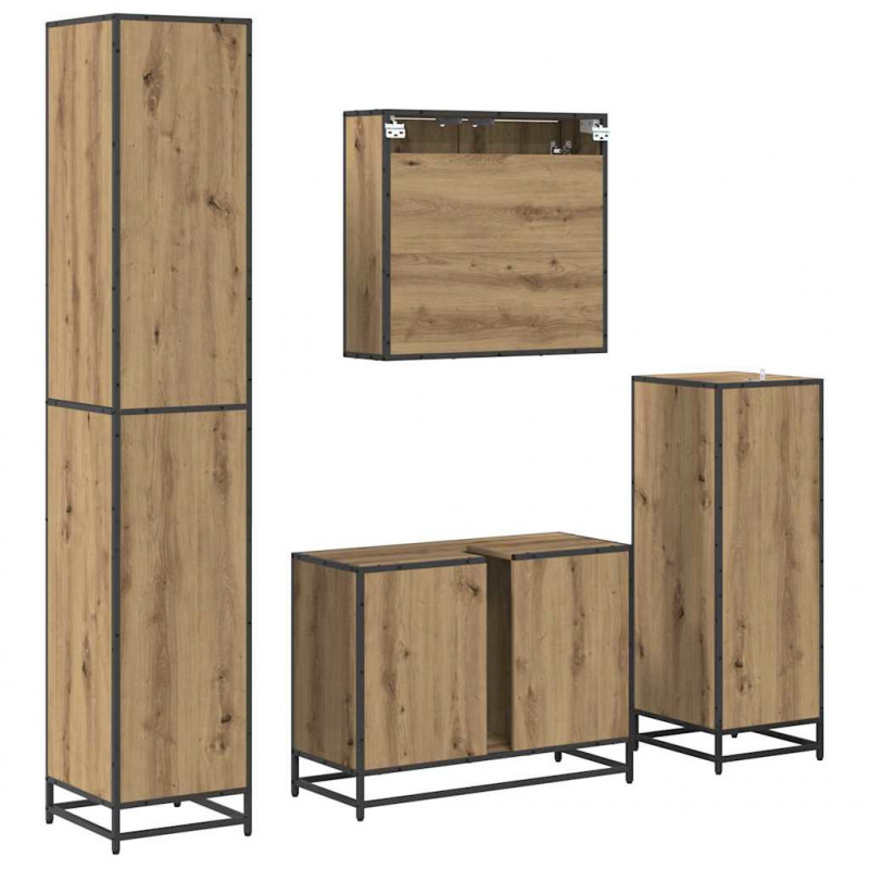 Zestaw mebli łazienkowych z szufladą 4 pcs Dąb rzemieślniczy