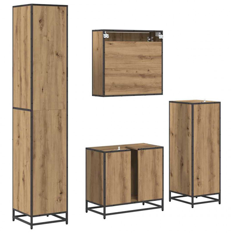 Zestaw mebli łazienkowych z szufladą 4 pcs Dąb rzemieślniczy