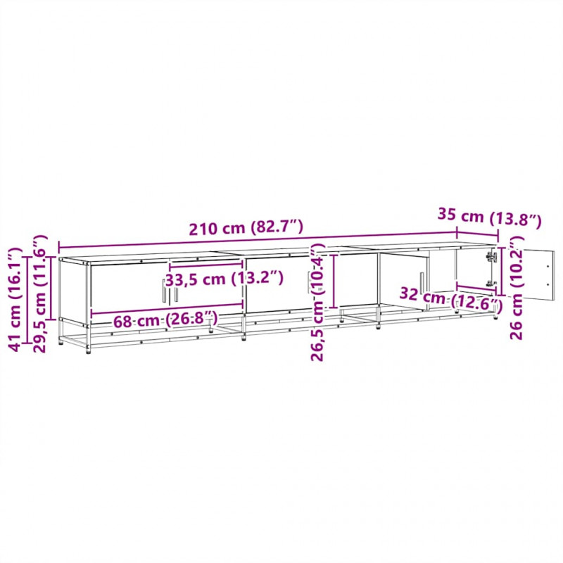Jednostki telewizyjne 2 pcs Stare drewno 210 x 35 x 41 cm