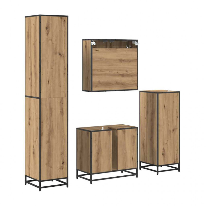 Zestaw mebli łazienkowych z szufladą 4 pcs Dąb rzemieślniczy