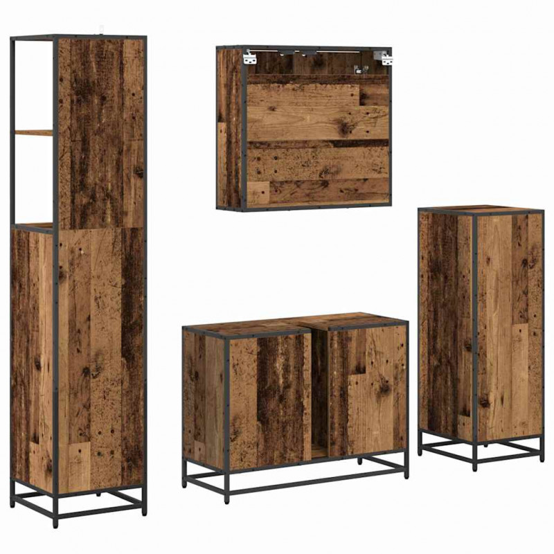 Zestaw mebli łazienkowych z szufladą 4 pcs Stare drewno