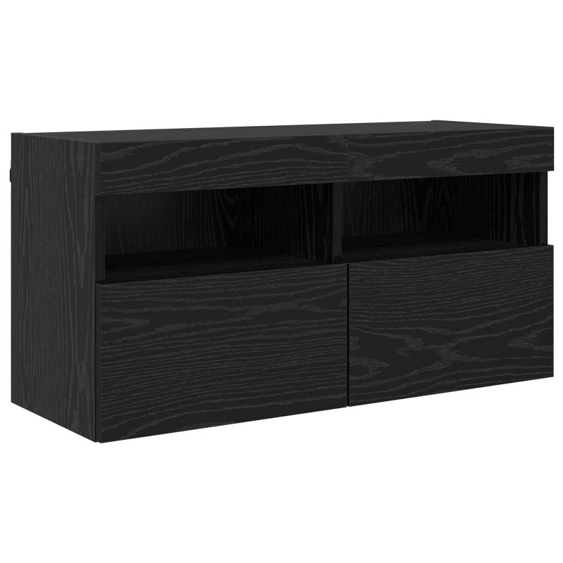 Zestaw szafki pod telewizor na ścianę 7 pcs Czarny Dąb