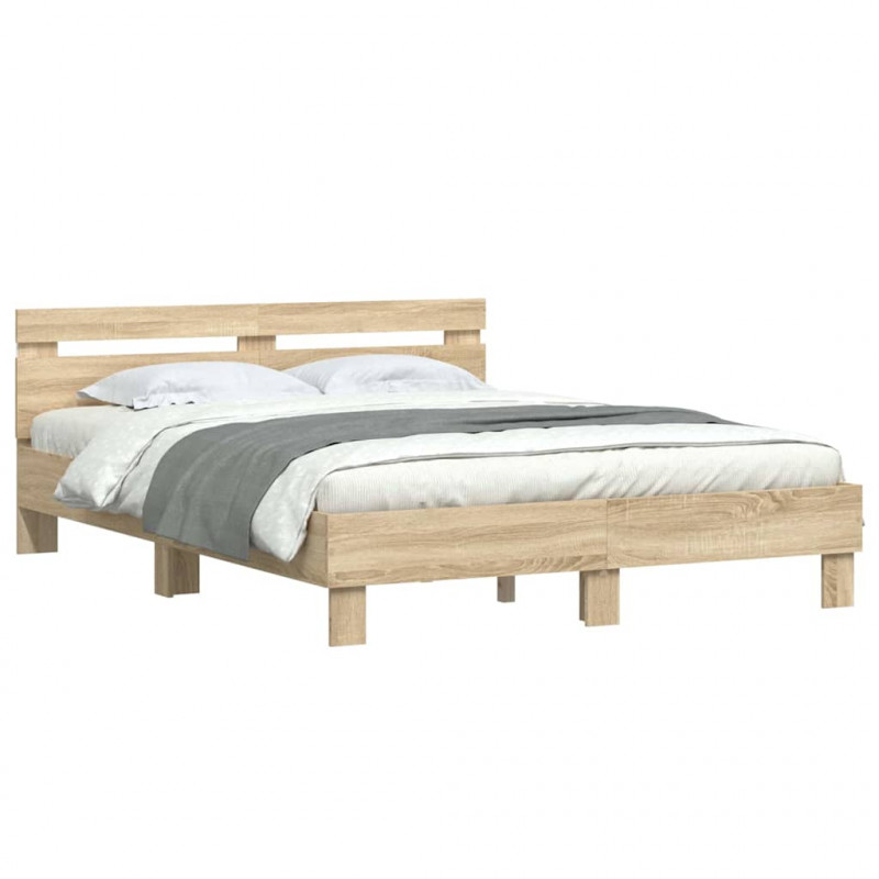 Ramka łóżka z LED Sonoma 152 x 203 cm Materiał drewnopochodny