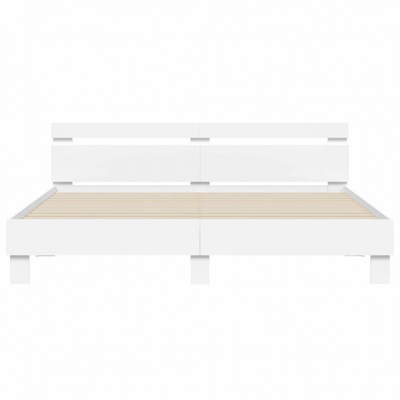 Ramka łóżka z LED Biały 193 x 203 cm Materiał drewnopochodny