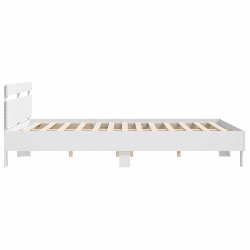 Ramka łóżka z LED Biały 193 x 203 cm Materiał drewnopochodny