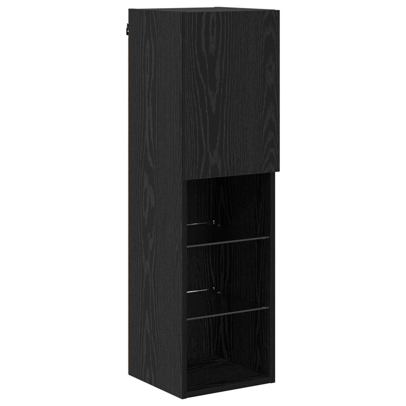 Zestaw szafki pod telewizor na ścianę z LED 6 pcs Czarny Dąb