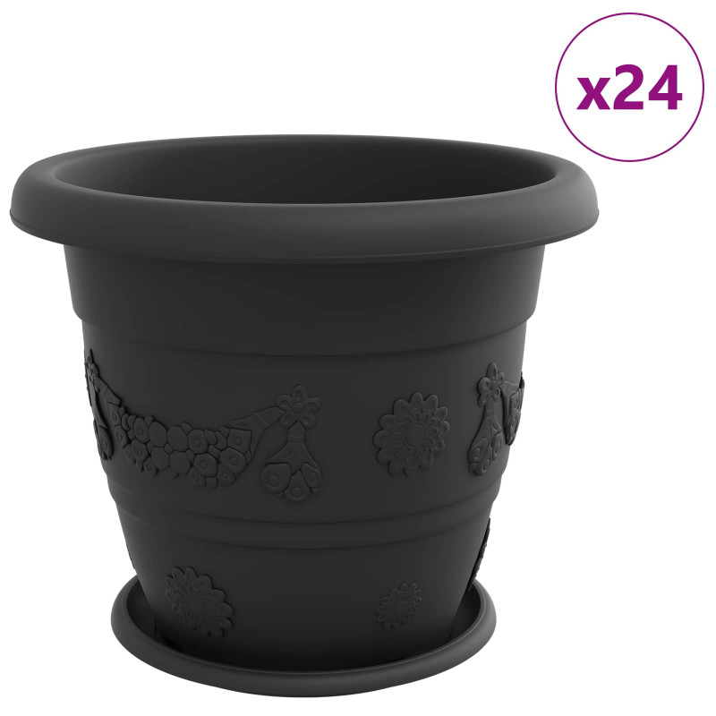 Doniczki 24 pcs Czarny Ø 39 x 32 cm Z tworzywa sztucznego