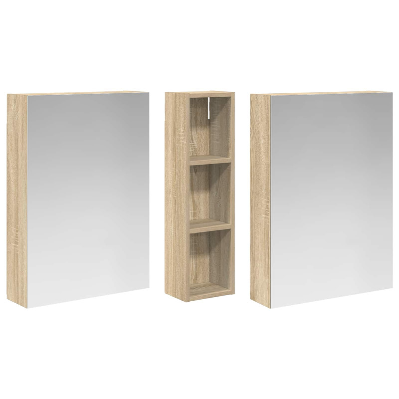 Zestaw Szafek Łazienkowych z półką 3 pcs 120 x 14,5 x 70 cm
