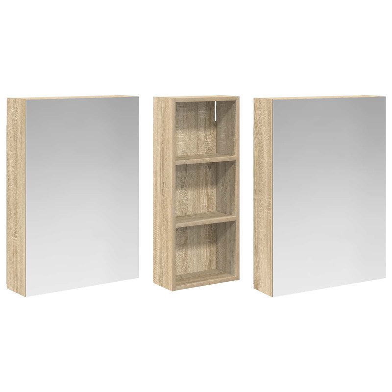 Zestaw Szafek Łazienkowych z półką 3 pcs 130 x 14,5 x 70 cm