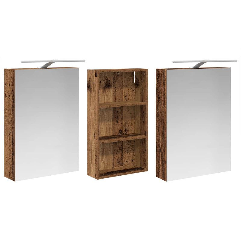 Zestaw Szafek Łazienkowych z półką 3 pcs 140 x 14,5 x 70 cm