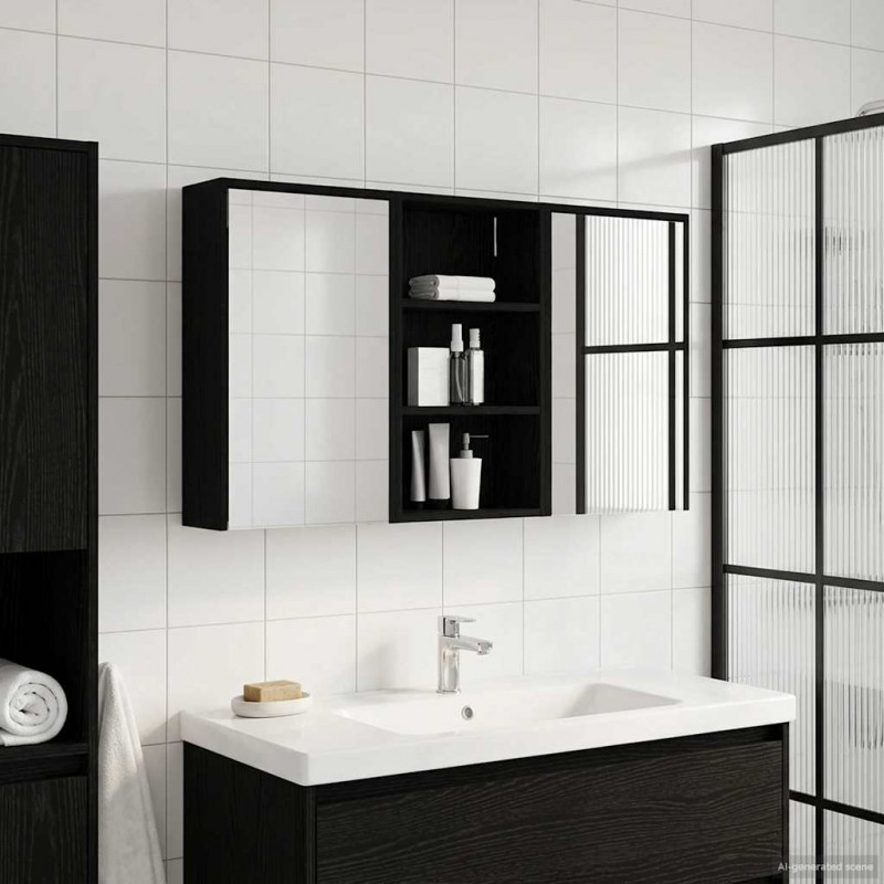 Zestaw Szafek Łazienkowych z półką 3 pcs 126 x 16 x 62.5 cm