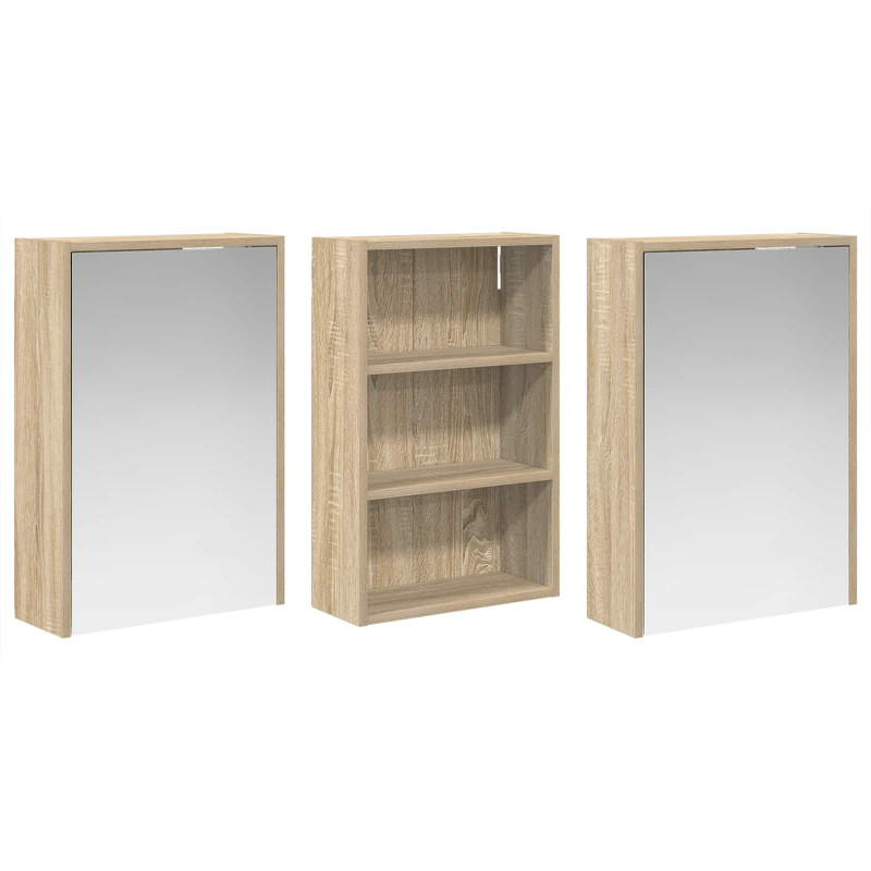Zestaw Szafek Łazienkowych z półką 3 pcs 126 x 16 x 62.5 cm