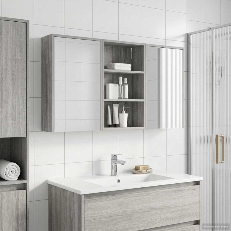 Zestaw Szafek Łazienkowych z półką 3 pcs 126 x 16 x 62.5 cm