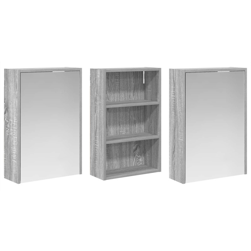 Zestaw Szafek Łazienkowych z półką 3 pcs 126 x 16 x 62.5 cm