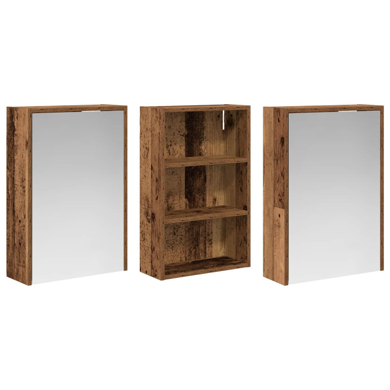 Zestaw Szafek Łazienkowych z półką 3 pcs 126 x 16 x 62.5 cm
