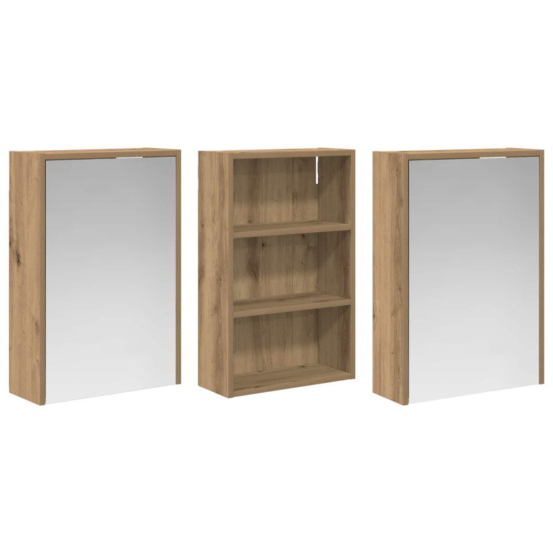 Zestaw Szafek Łazienkowych z półką 3 pcs 126 x 16 x 62.5 cm