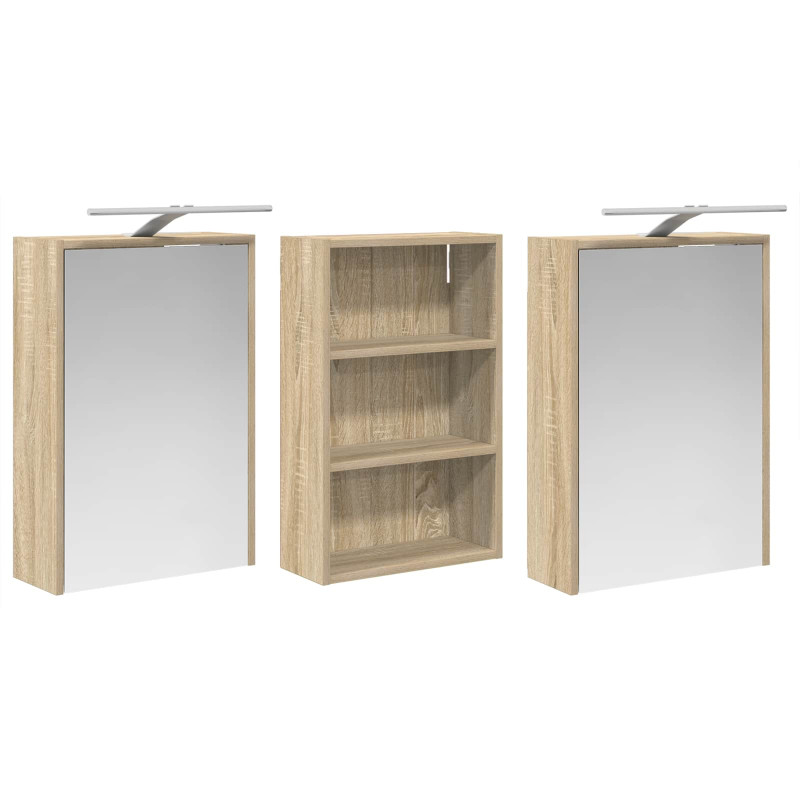 Zestaw Szafek Łazienkowych z półką 3 pcs 126 x 16 x 62.5 cm