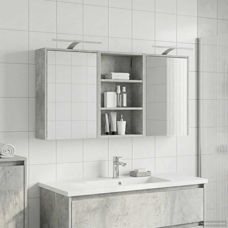 Zestaw Szafek Łazienkowych z półką 3 pcs 126 x 16 x 62.5 cm