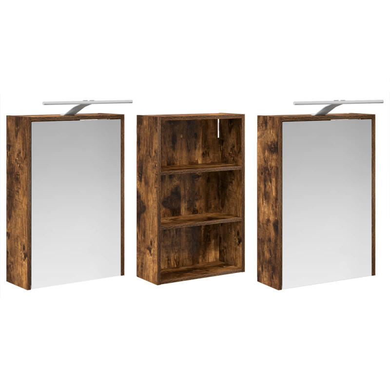 Zestaw Szafek Łazienkowych z półką 3 pcs 126 x 16 x 62.5 cm
