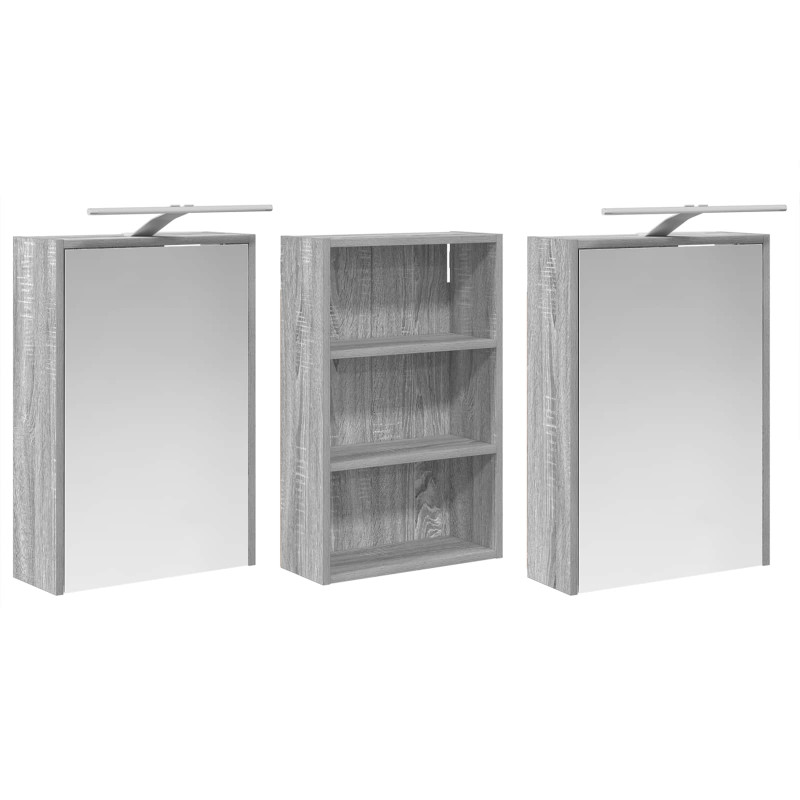 Zestaw Szafek Łazienkowych z półką 3 pcs 126 x 16 x 62.5 cm