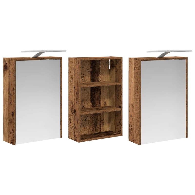 Zestaw Szafek Łazienkowych z półką 3 pcs 126 x 16 x 62.5 cm