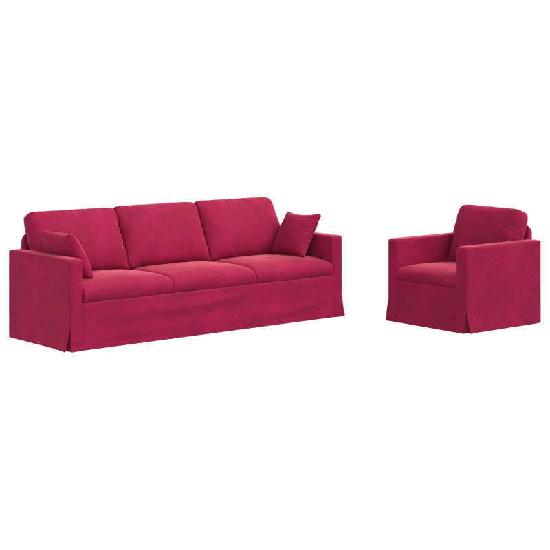 Zestaw Sof 2 pcs Czerwone wino 228 x 78 x 80 cm Aksamit