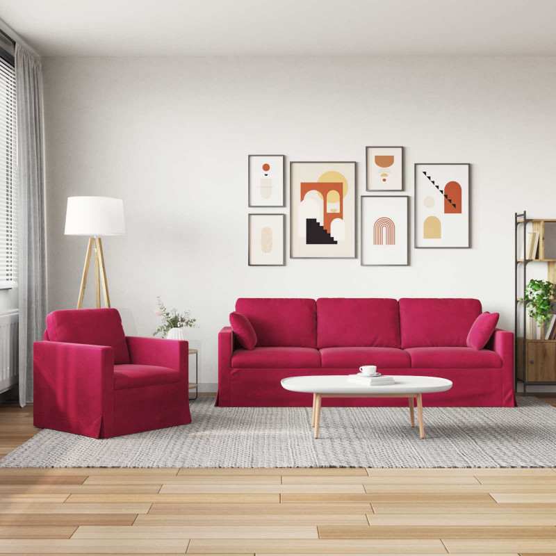 Zestaw Sof 2 pcs Czerwone wino 228 x 78 x 80 cm Aksamit