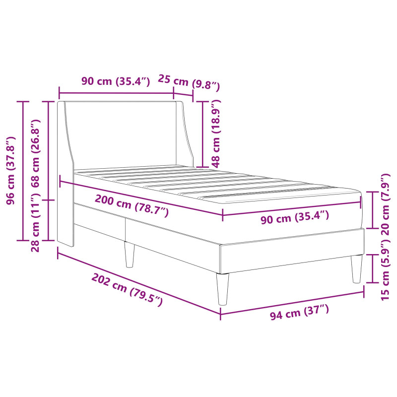 Rama łóżka z materacem Z zagłówkiem Poliester