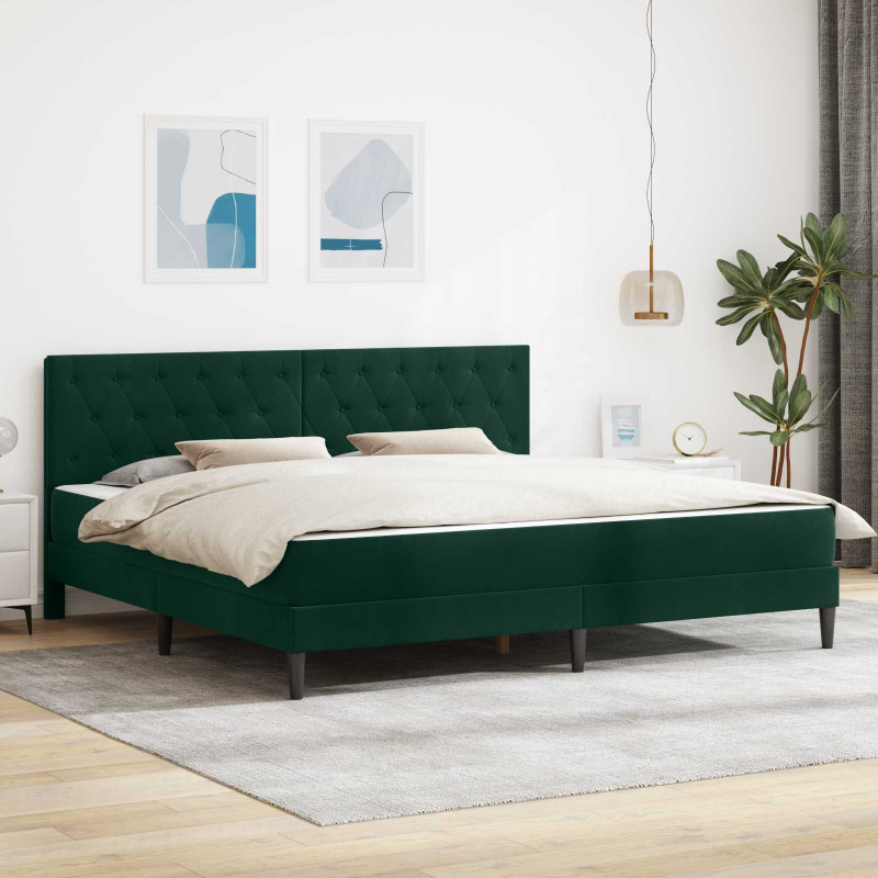 Rama łóżka z materacem Ciemna zieleń 180 x 200 cm Aksamit