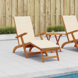 Leżak z funkcją pochylania i składania 2 pcs kremowobiały
