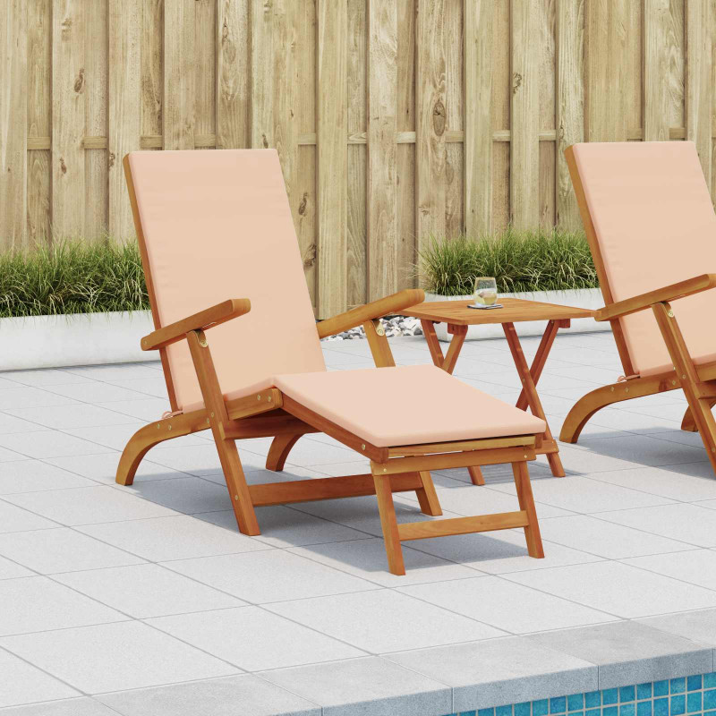 Leżak z funkcją pochylania i składania 2 pcs Beżowy