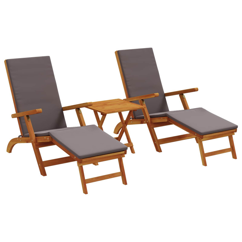 Leżak z funkcją pochylania i składania 3 pcs ciemnoszary