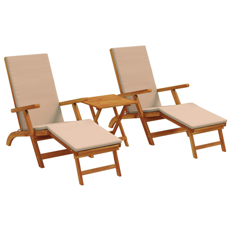 Leżak z funkcją pochylania i składania 3 pcs Ciemnoszary