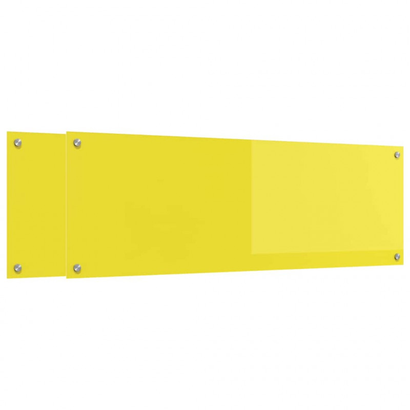 Panel kuchenny 2 pcs Żółty 120 x 40 cm szkło hartowane