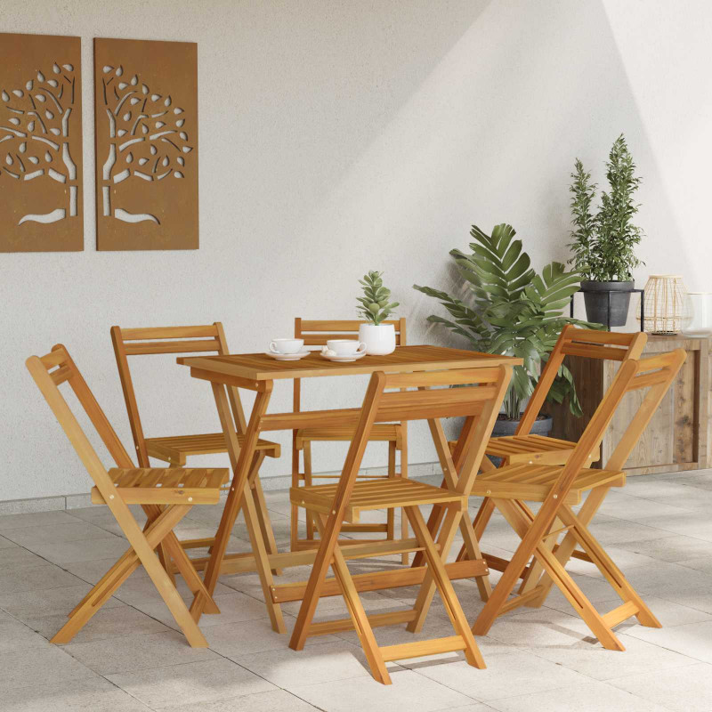 Składane krzesła ogrodowe 6 pcs Naturalny 40 x 53 x 80 cm