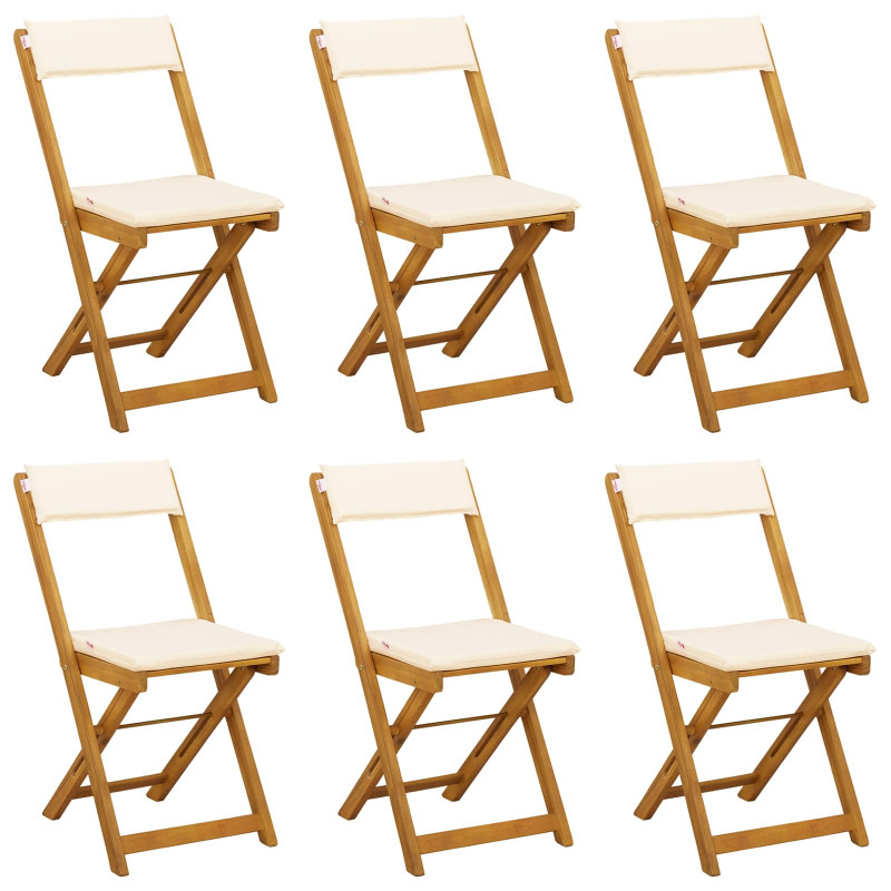 Krzesła Bistro na Zewnątrz 6 pcs kremowobiały 40 x 53 x 80 cm