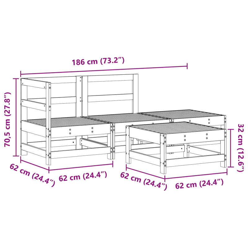 Zestaw wypoczynkowy w ogrodzie 4 pcs Woskowy Brąz