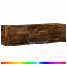 Szafka RTV z LED z LED z szufladą Dąb Wędzony 140 x 34 x 40 cm