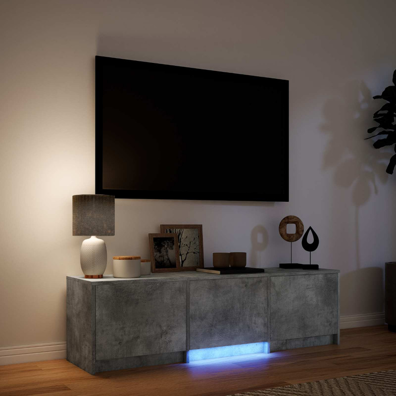 Szafka RTV z LED z LED Betonowy Szary 140 x 34 x 40 cm