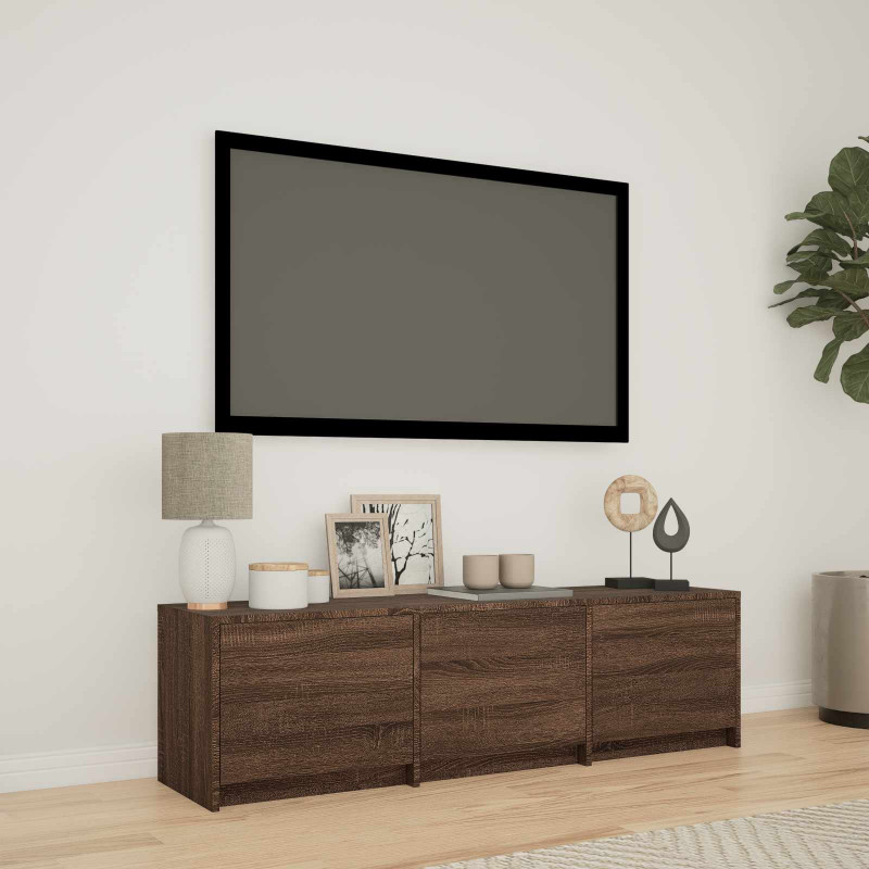 Szafka RTV z LED z LED z szufladą Dąb brązowy 140 x 34 x 40 cm