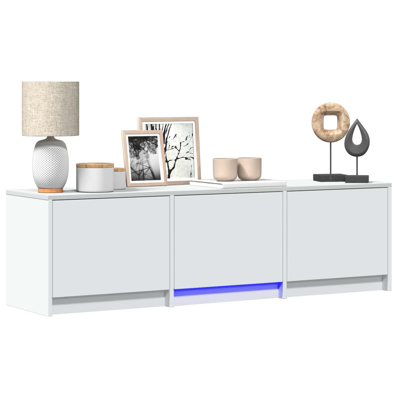 Szafka RTV z LED Biały 140 x 34 x 40 cm Drewno inżynieryjne