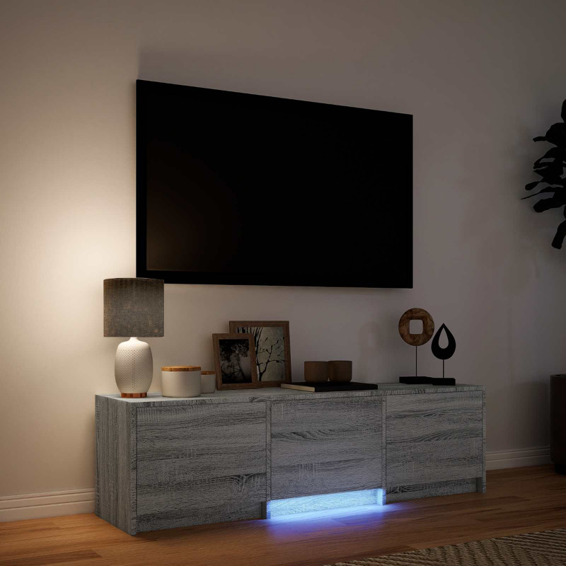 Szafka RTV z LED z LED z szufladą Szary Sonoma 140 x 34 x 40 cm