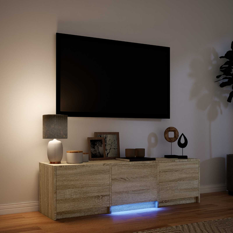 Szafka RTV z LED z LED z szufladą Dąb Sonoma 140 x 34 x 40 cm