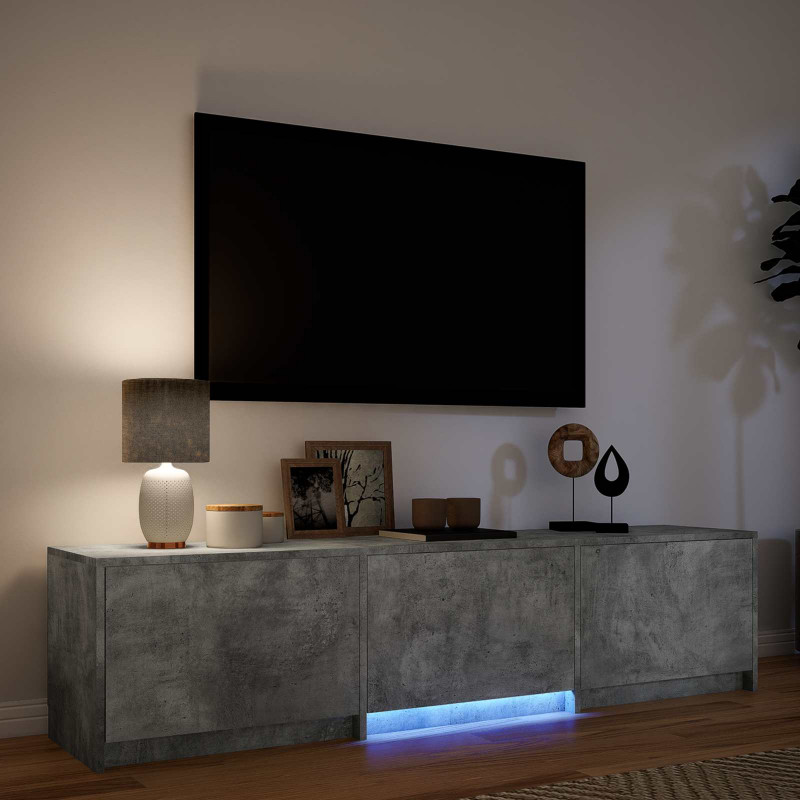 Szafka RTV z LED z LED Betonowy Szary 165 x 34 x 40 cm