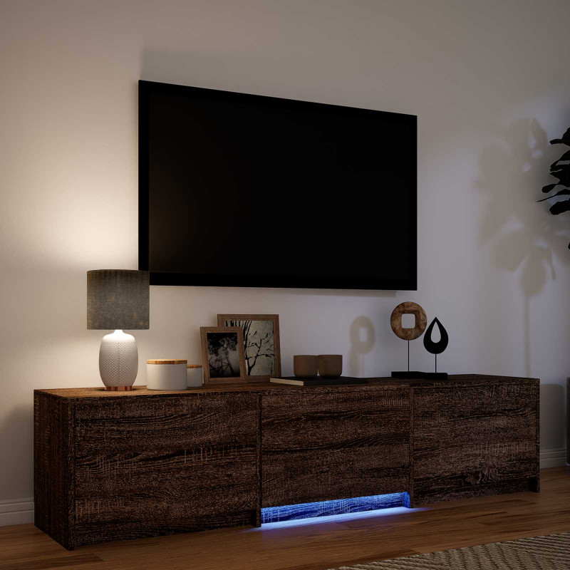 Szafka RTV z LED z LED z szufladą Dąb brązowy 165 x 34 x 40 cm