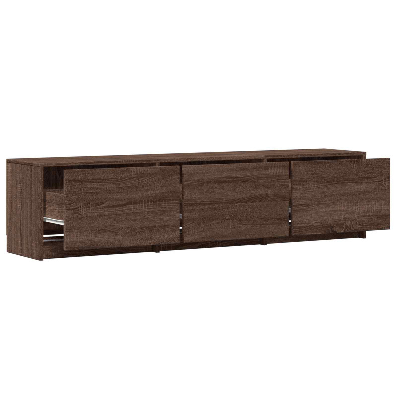 Szafka RTV z LED z LED z szufladą Dąb brązowy 165 x 34 x 40 cm