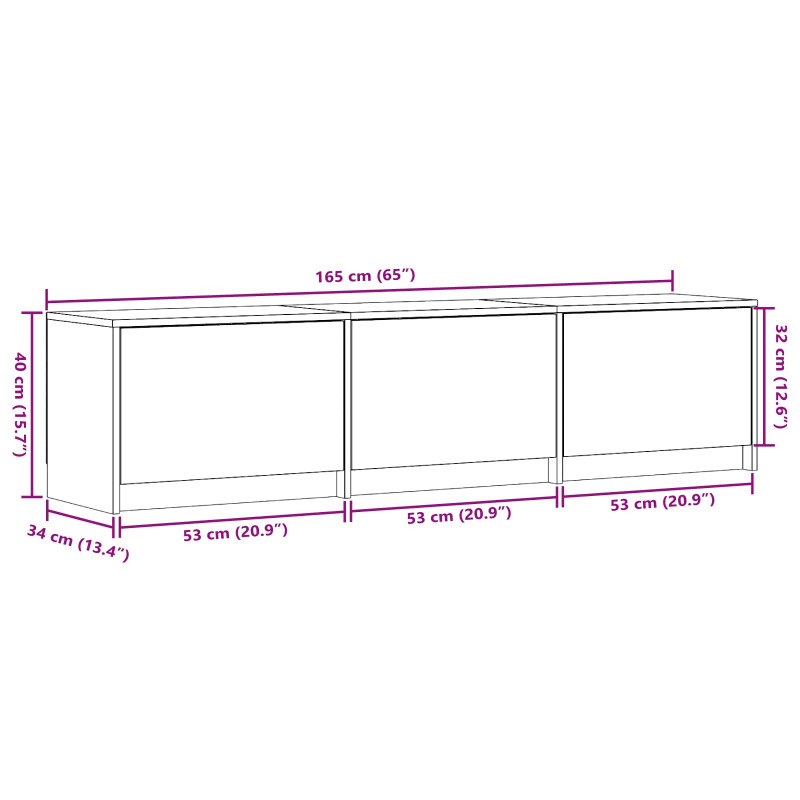 Szafka RTV z LED z LED z szufladą Dąb brązowy 165 x 34 x 40 cm