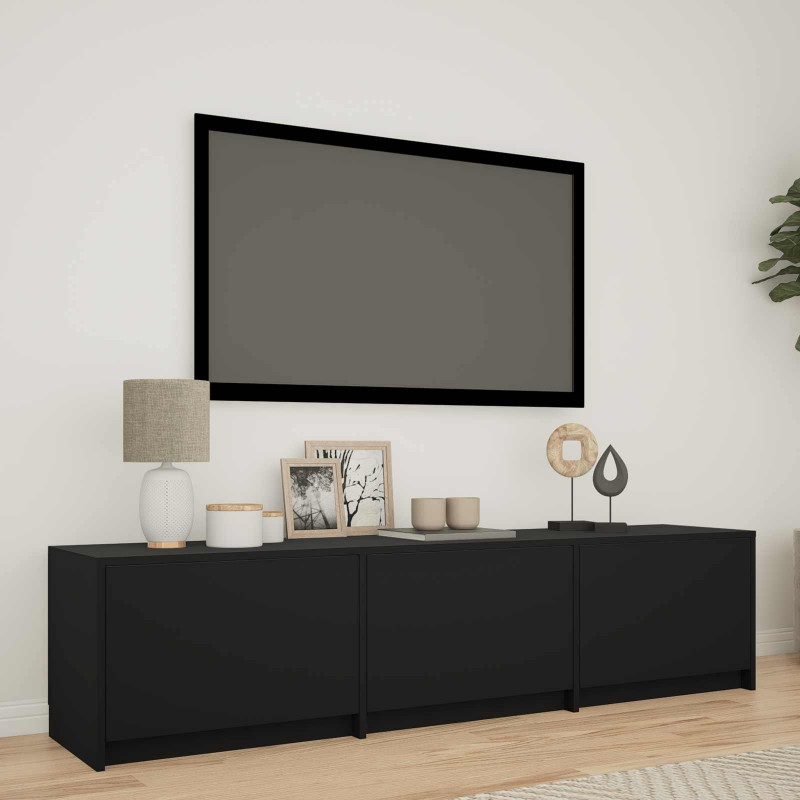 Szafka RTV z LED Czarny 165 x 34 x 40 cm Drewno inżynieryjne