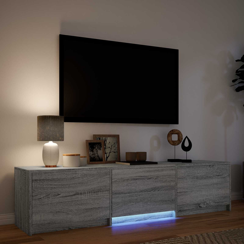 Szafka RTV z LED z LED z szufladą Szary Sonoma 165 x 34 x 40 cm