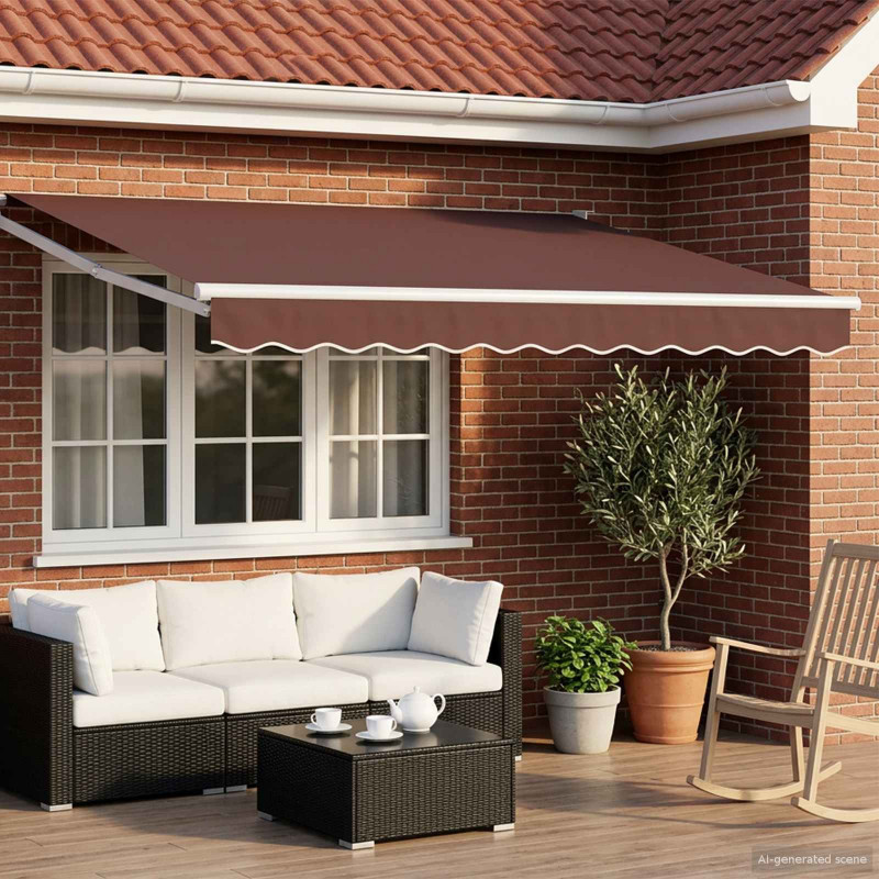Markiza wysuwana brązowy 2,5 x 2 m 100% Poliester i Aluminium